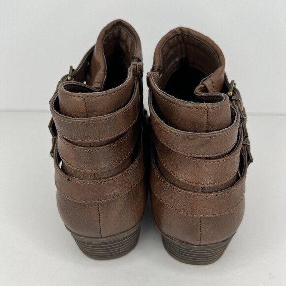 Rampage Tabitha Womens Size 9M Rich Brown Triple Buckle Side Zipper Ankle Boot - Picture 4 of 9